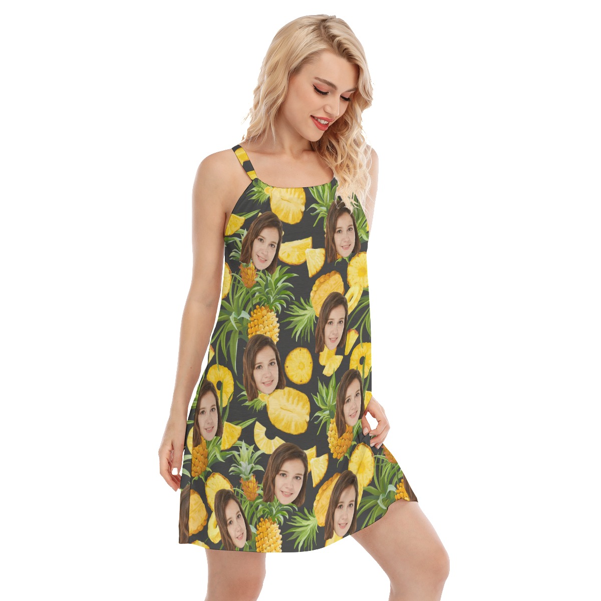 Pineapple Custom Women's Dress With Face