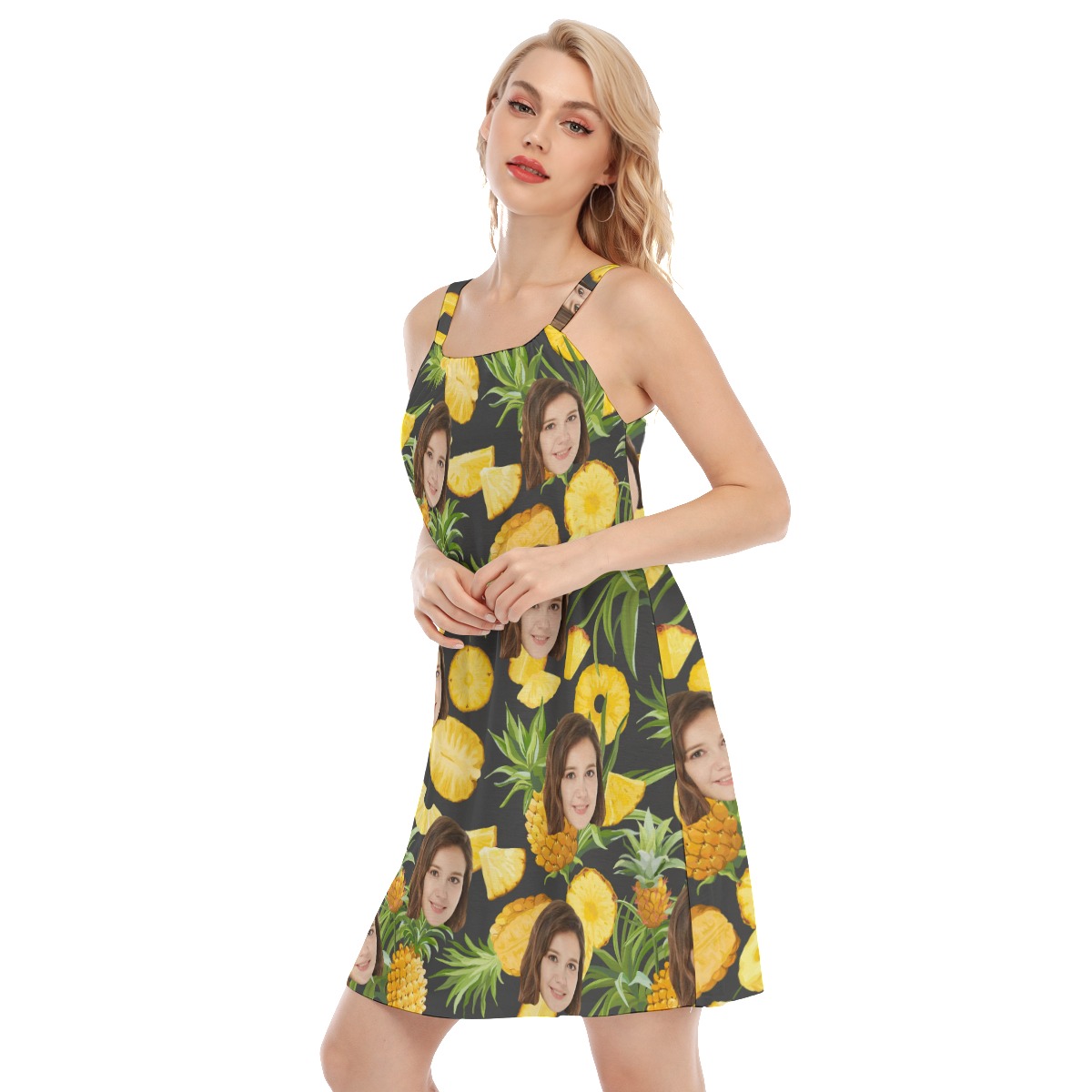 Pineapple Custom Women's Dress With Face