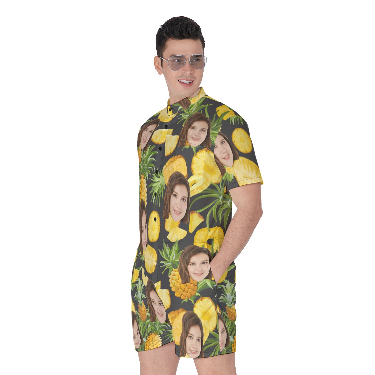 Pineapple Custom Men's Romper With Face