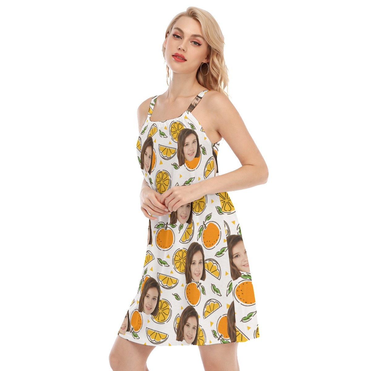 Cool Orange Fruit Custom Face Women's Dress