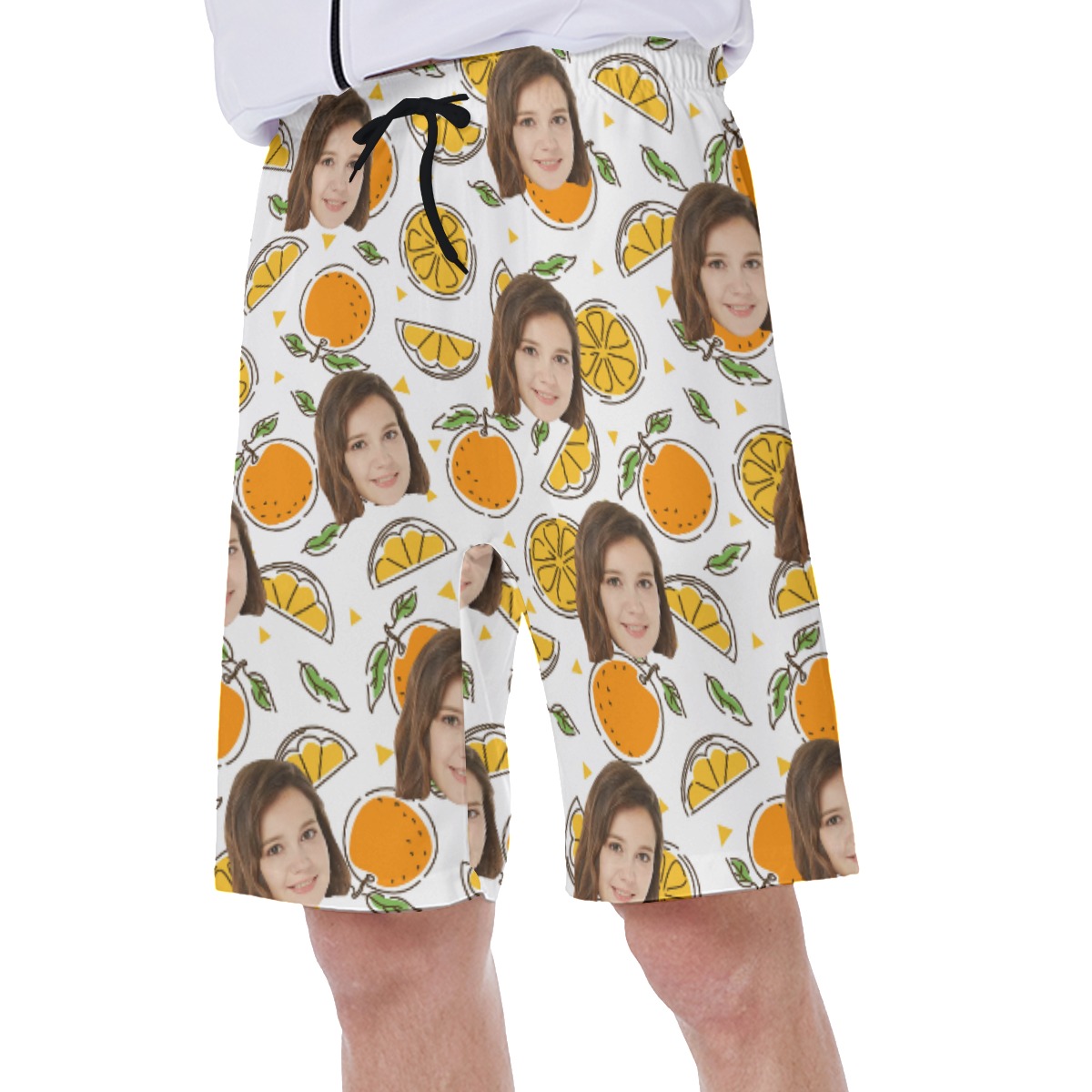 Custom Face Orange Fruit Men's Swim Trunks