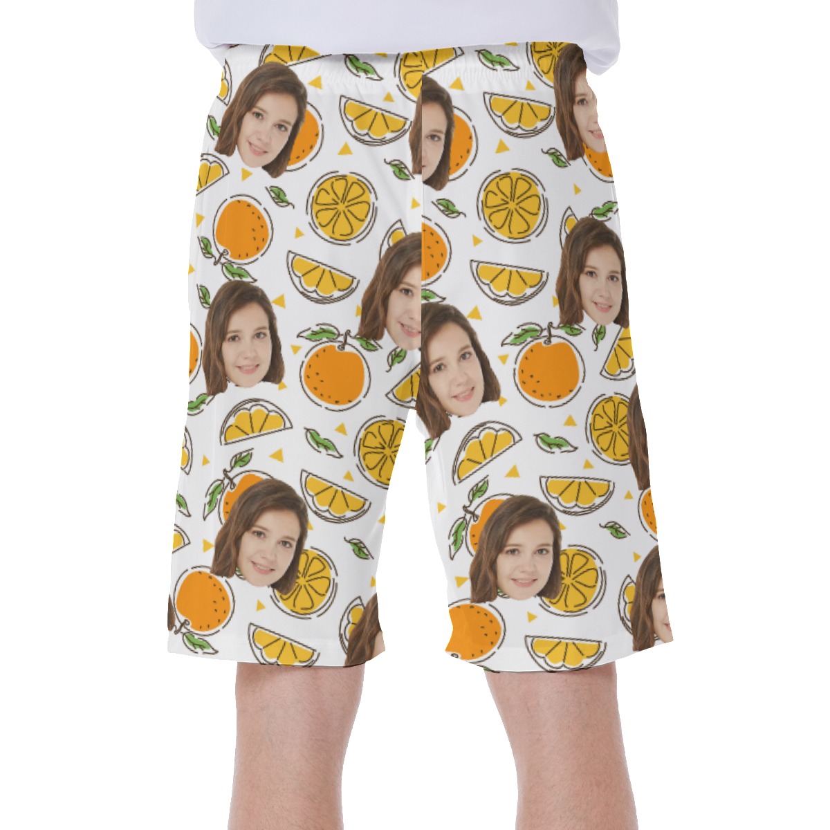Custom Face Orange Fruit Men's Swim Trunks