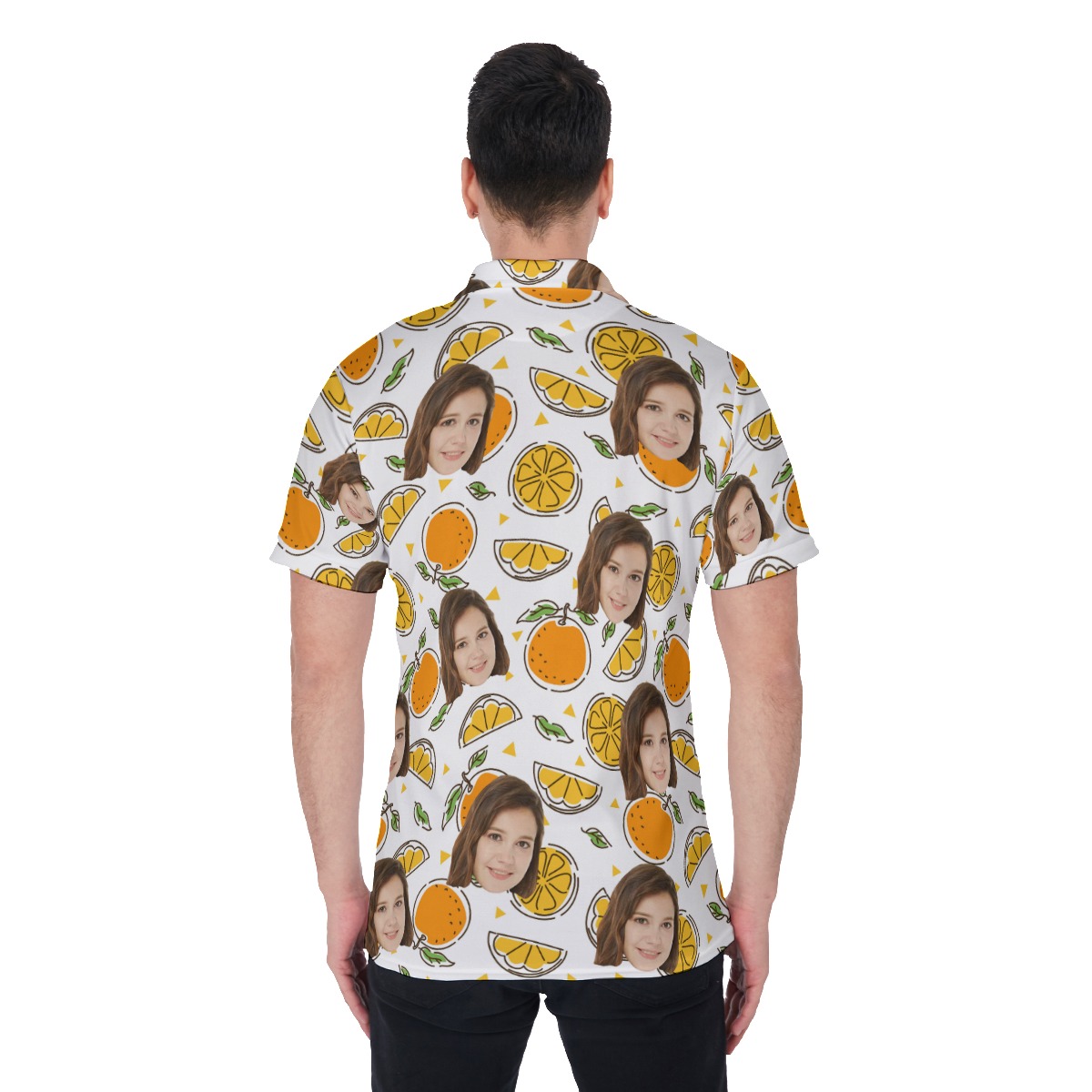 Custom Face Orange Fruit Men's Polo Shirt