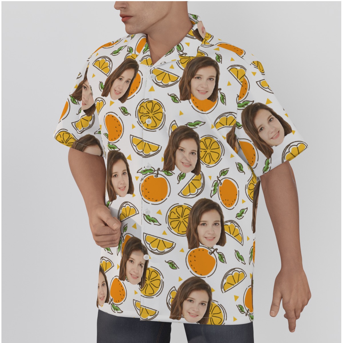 Orange Custom Face Hawaiian Shirt With Face