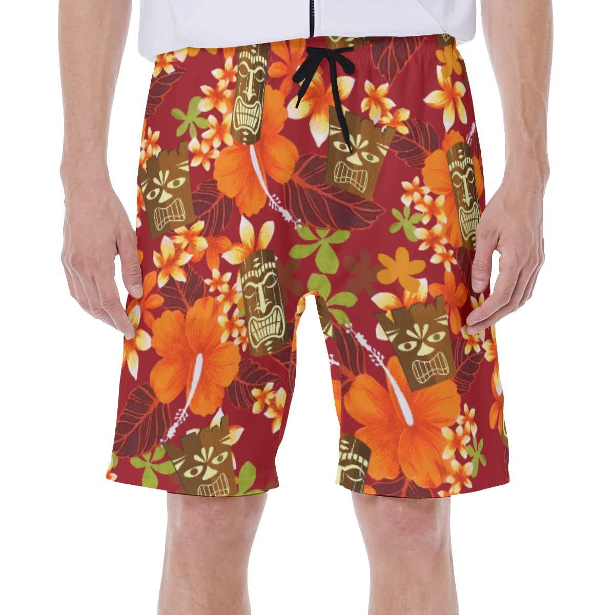 Cute Tiki Hibicus Hawaiian Swim Trunks For Men - variant image 1