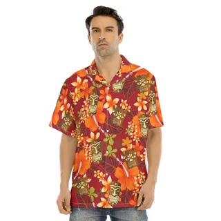 Funny Tiki Tropical Orange Hawaiian Shirt
