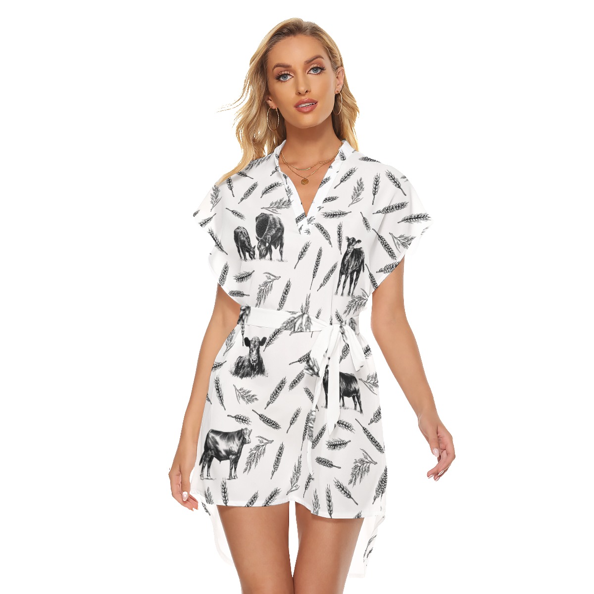 Cool Cow Hawaiian Dress With Tie - variant image 1