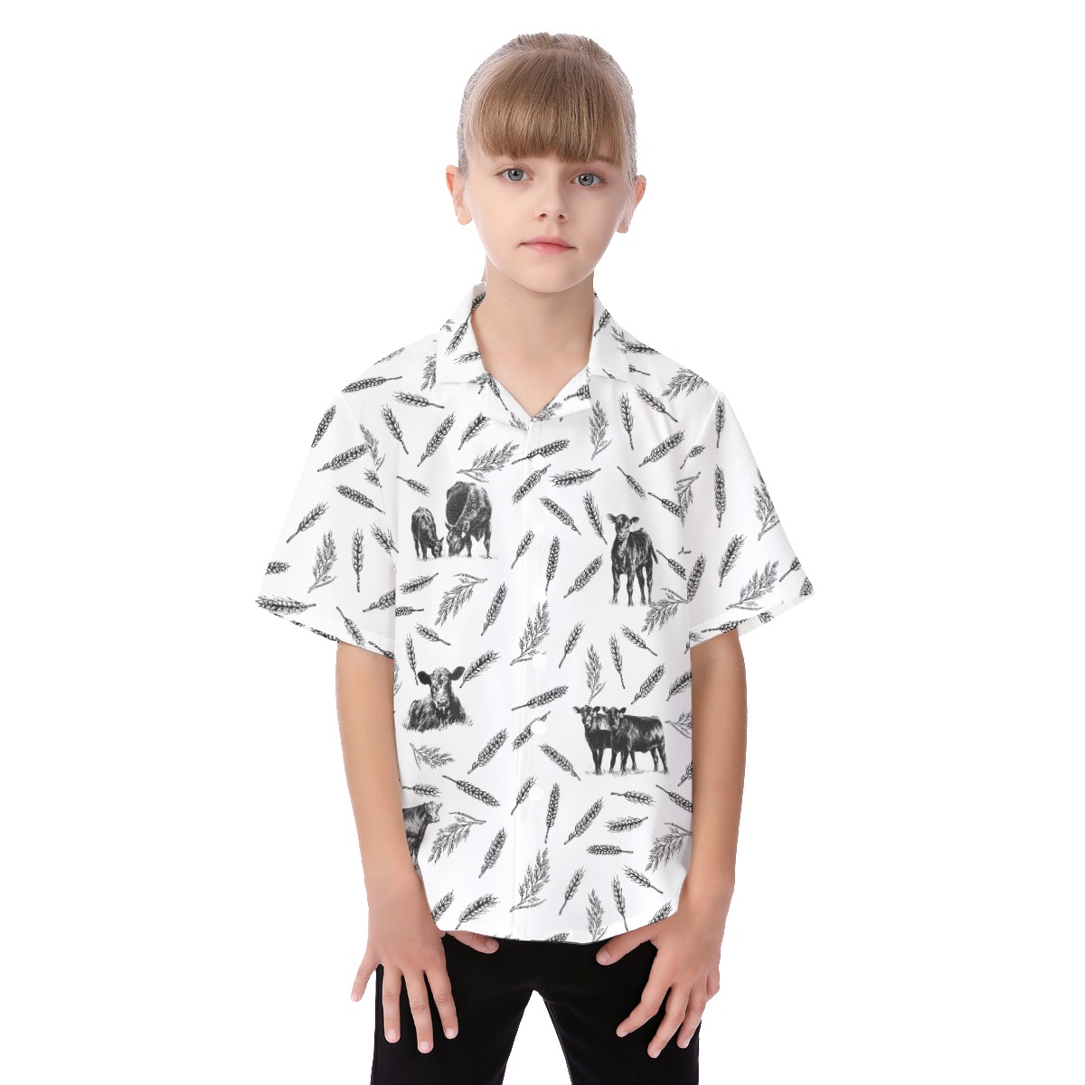 Lovely Cow Hawaiian Shirt For Kids - variant image 1