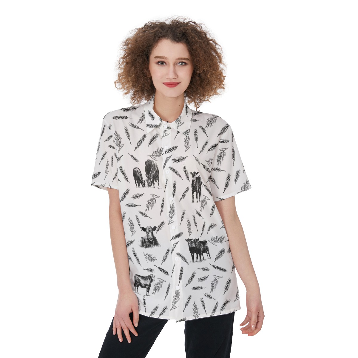 Cute Cow Women's Hawaiian Shirt - variant image 1