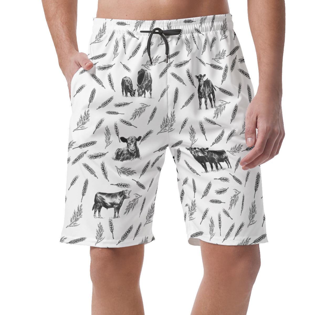 Men's Cute Cow Hawaiian Beach Shorts - variant image 1