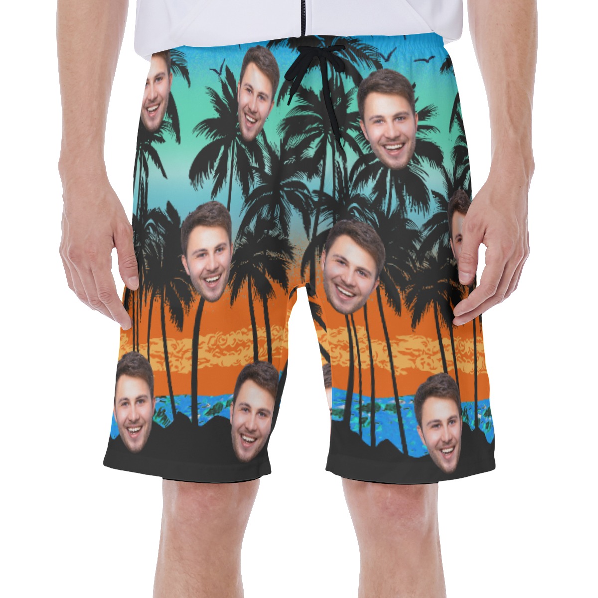 Beach Scenery Men's Swim Trunks With Custom Face - variant image 1