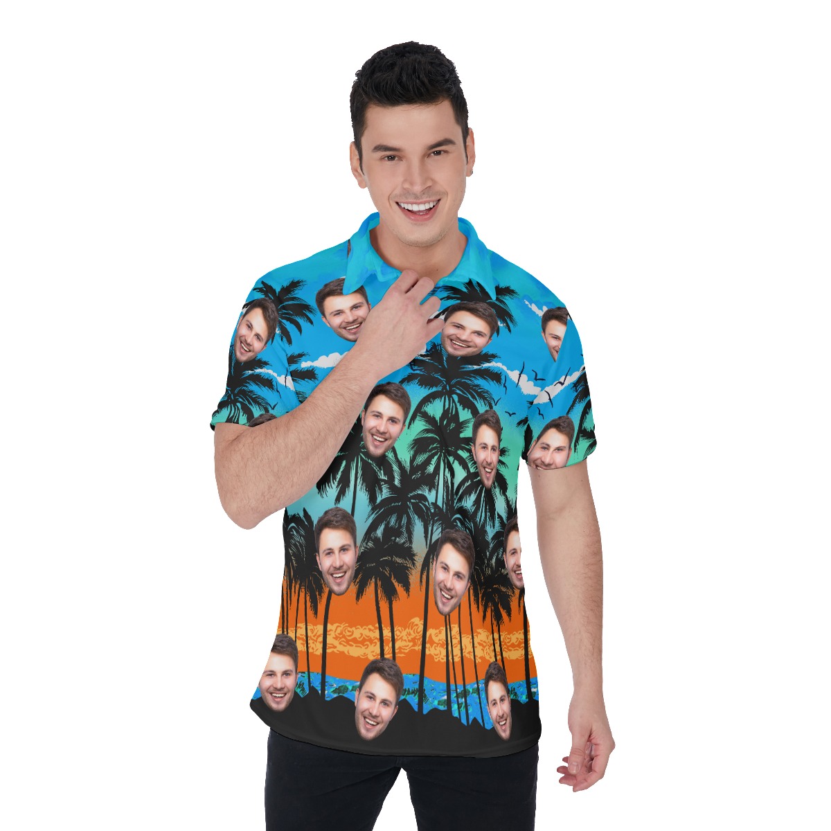 Unique Custom Face Beach Men's Polo Shirt - variant image 1