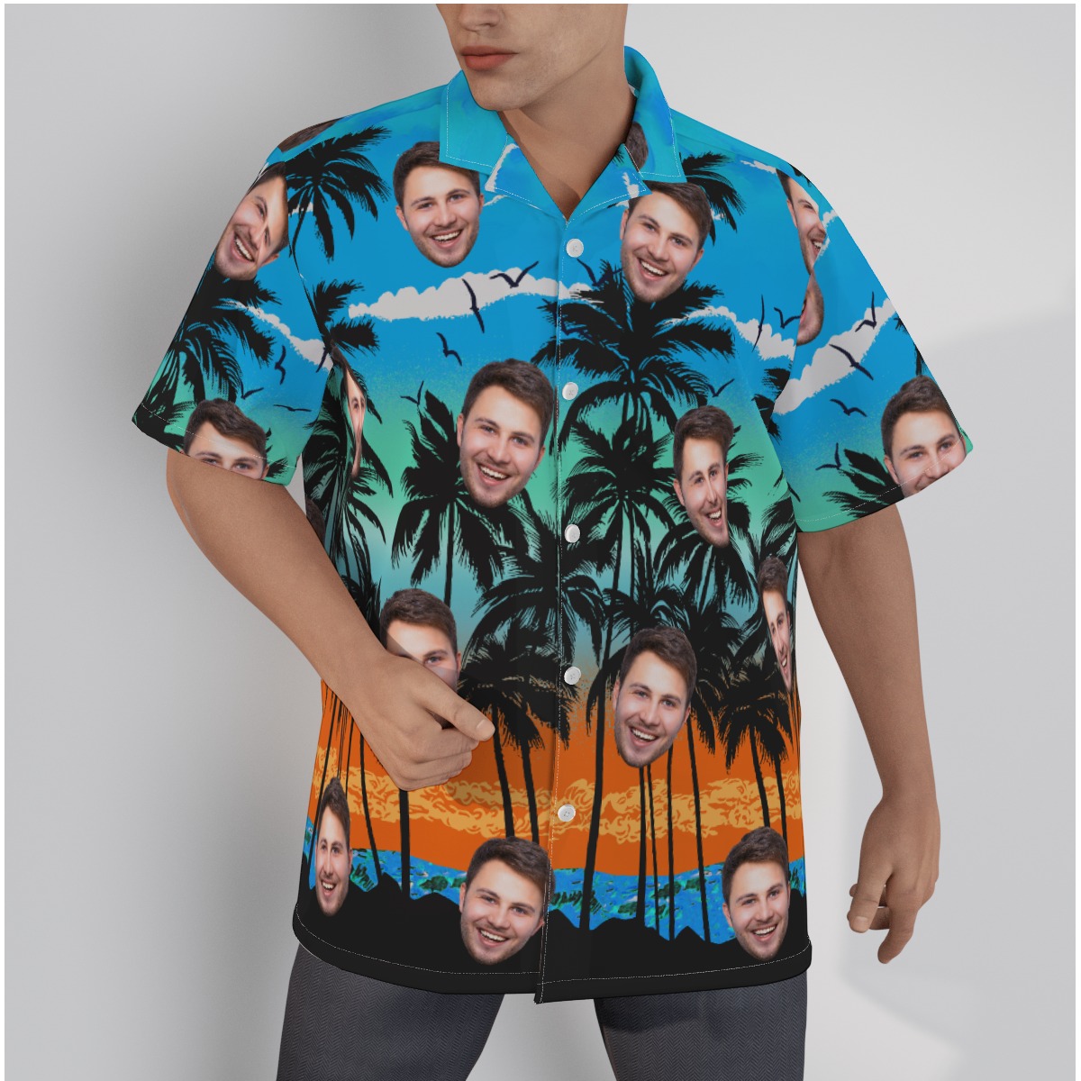 Unique Custom Face Beach Hawaiian Shirt - variant image 1