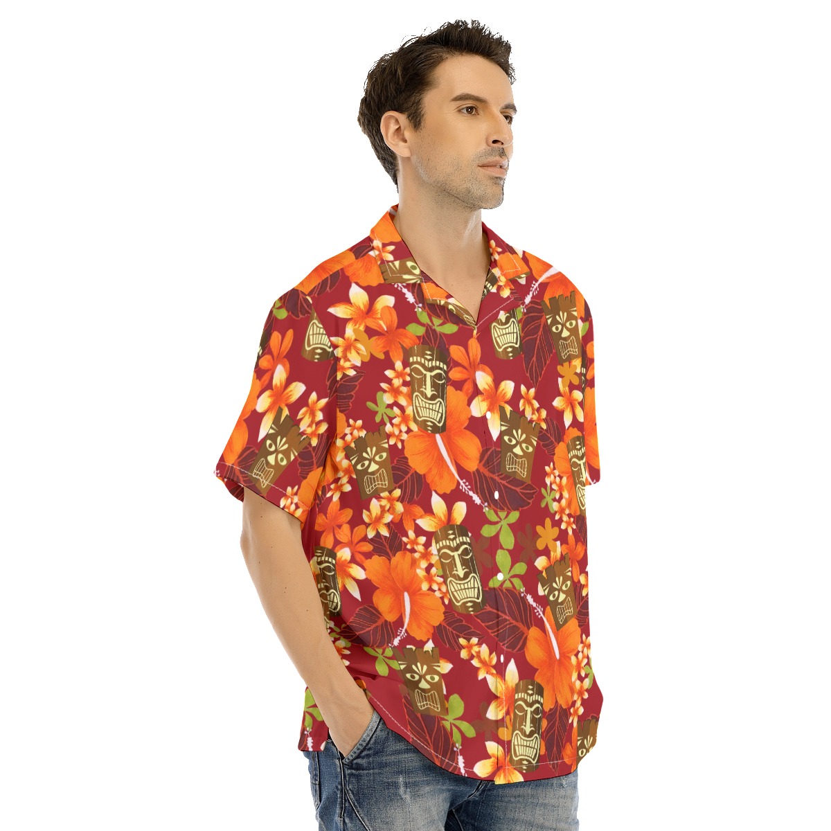 Funny Tiki Tropical Orange Hawaiian Shirt