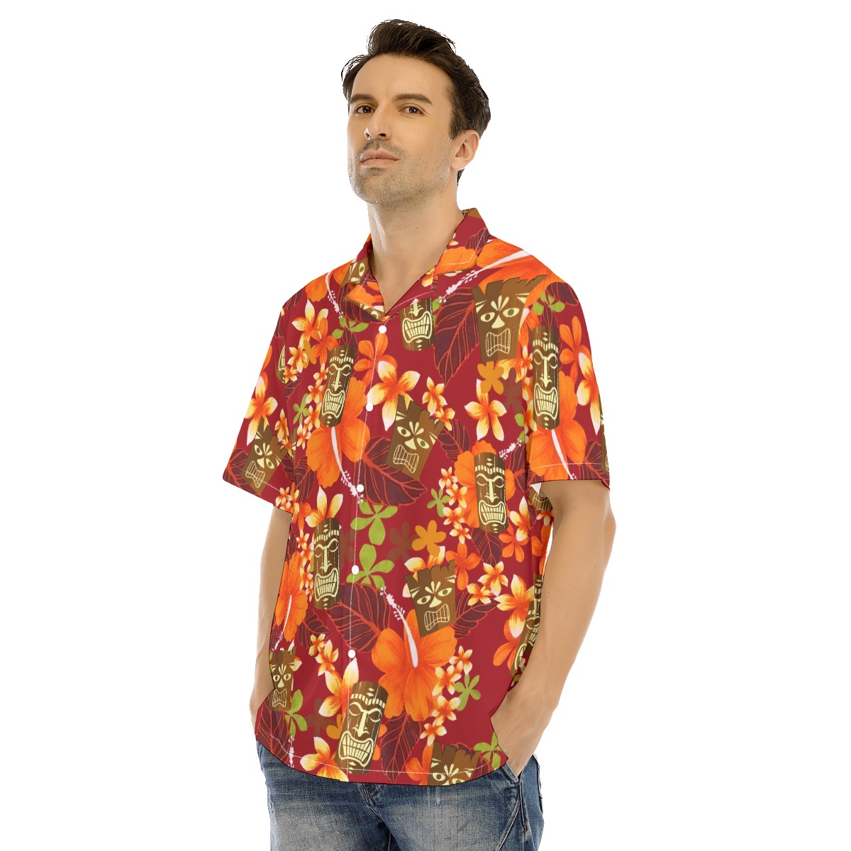 Funny Tiki Tropical Orange Hawaiian Shirt