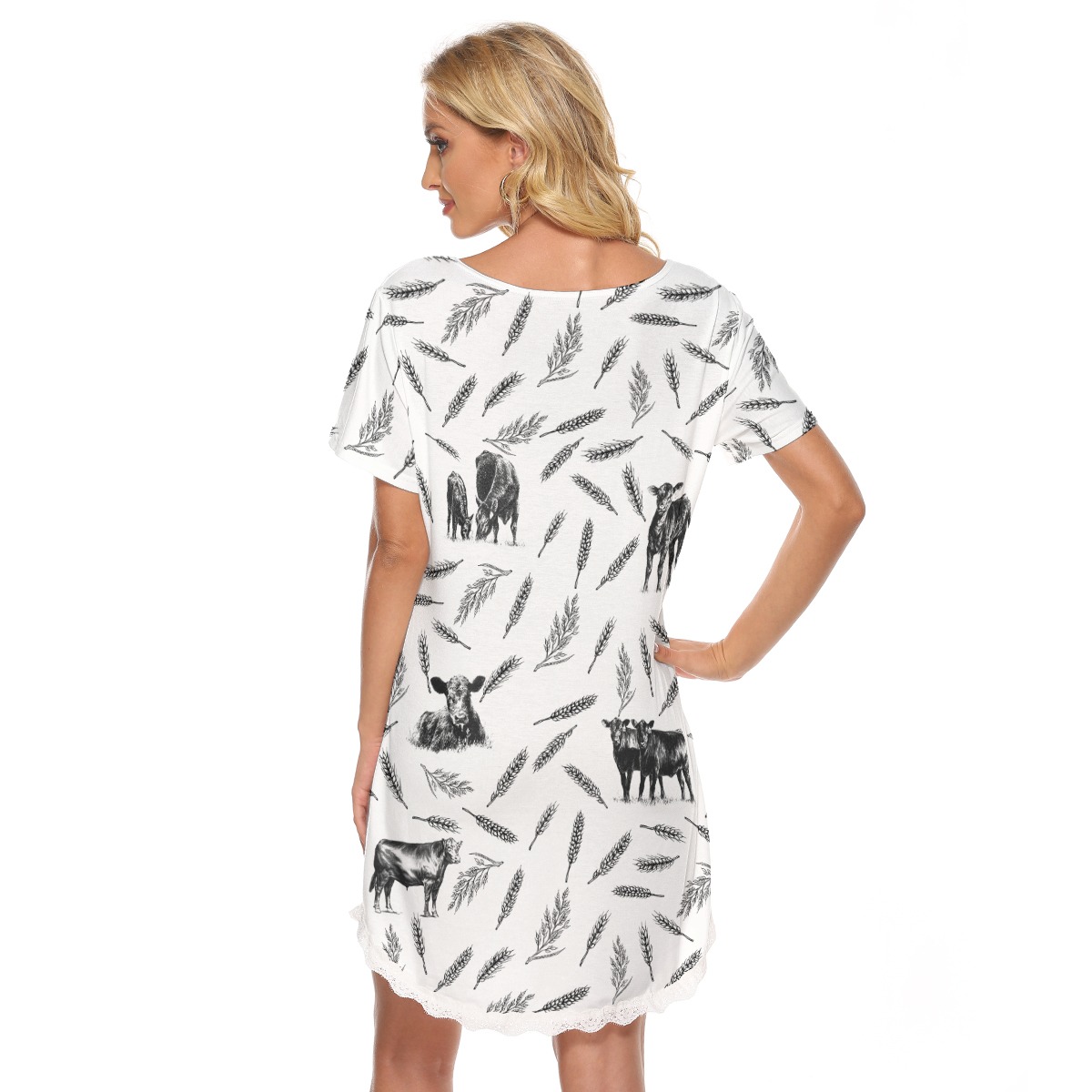 Cow Lover Hawaiian Dress With Lace