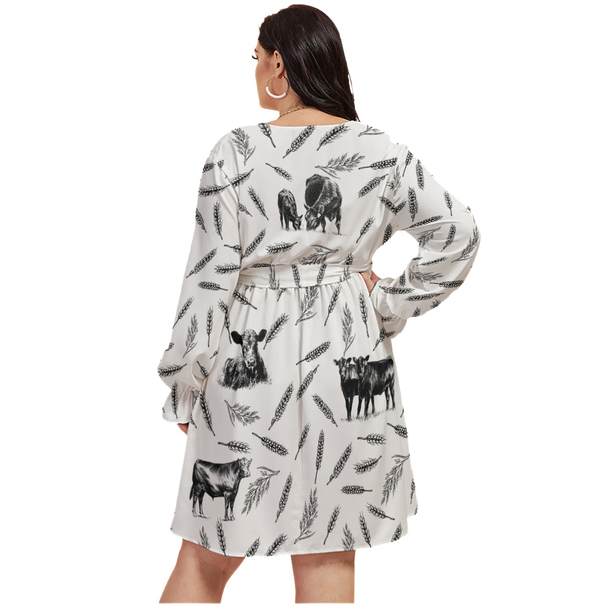 Cow Lover V-Neck Dress Plus Size