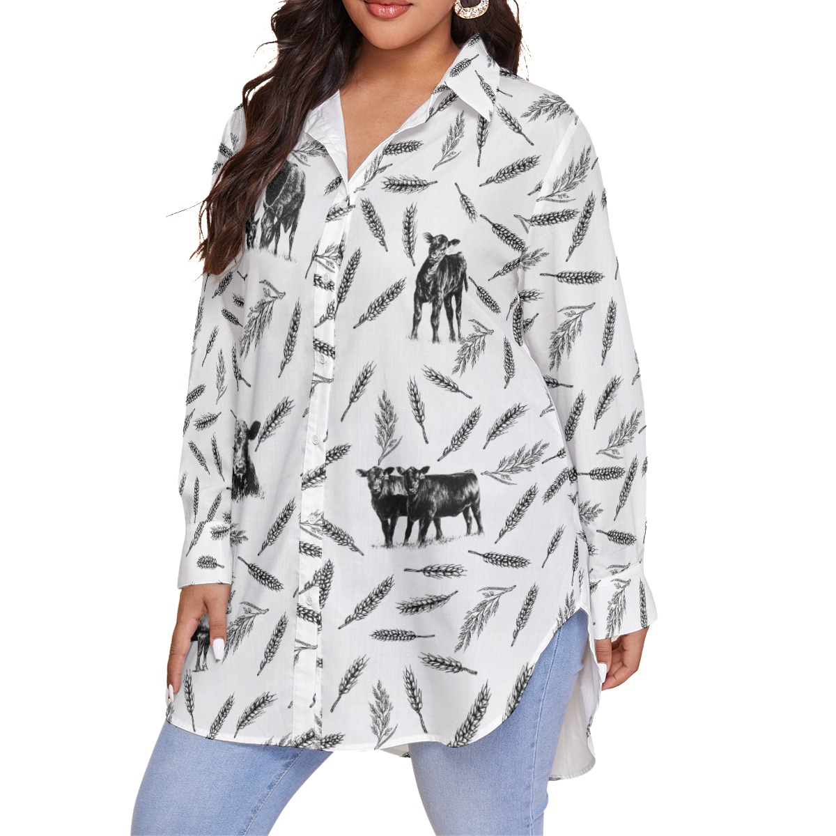 Cow Lover Women's Plus Size Hawaiian Shirt