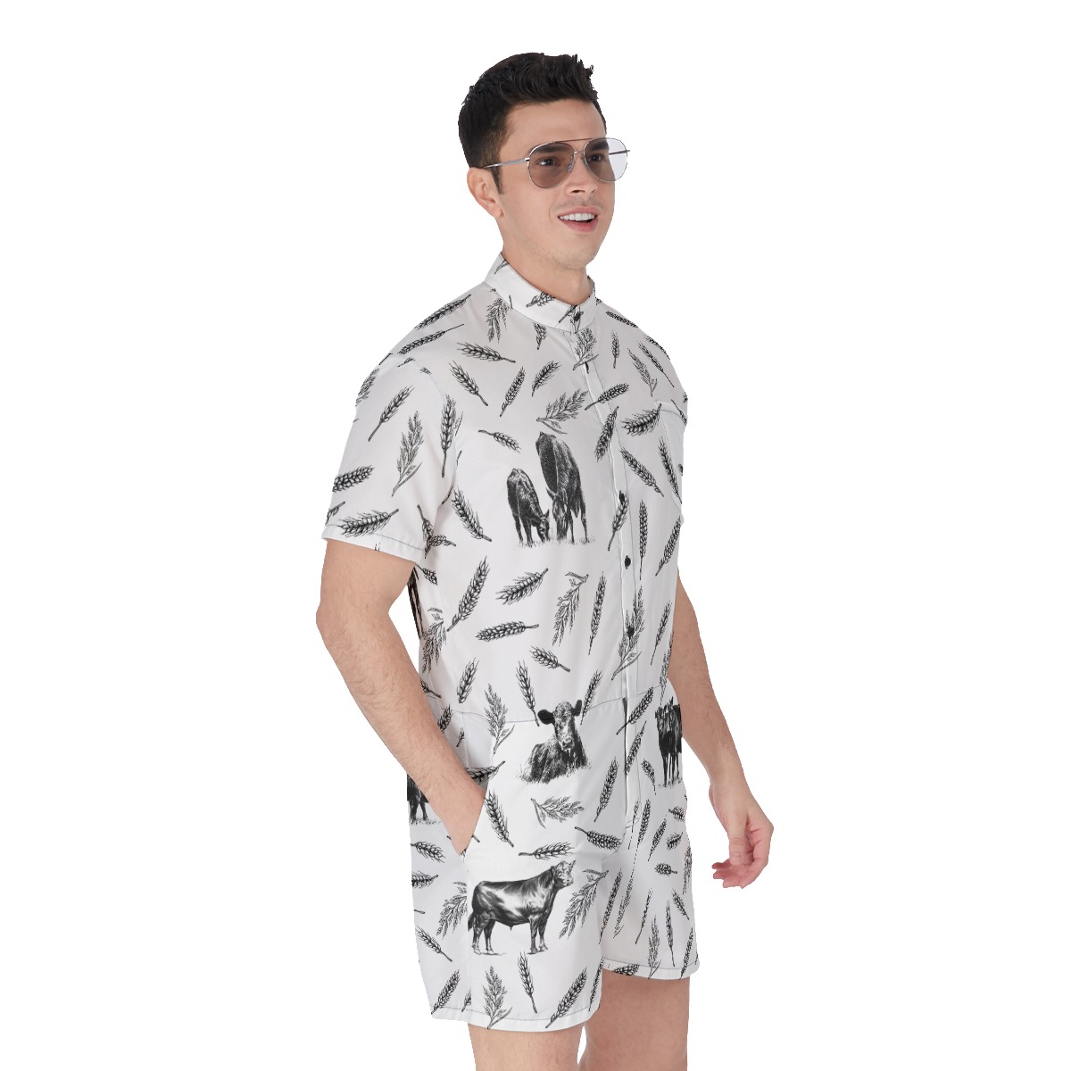 Cow Lover Men's Hawaiian Romper