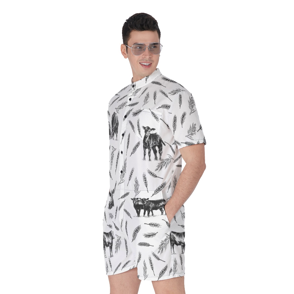 Cow Lover Men's Hawaiian Romper