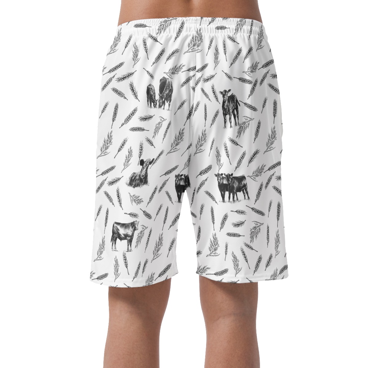 Men's Cute Cow Hawaiian Beach Shorts
