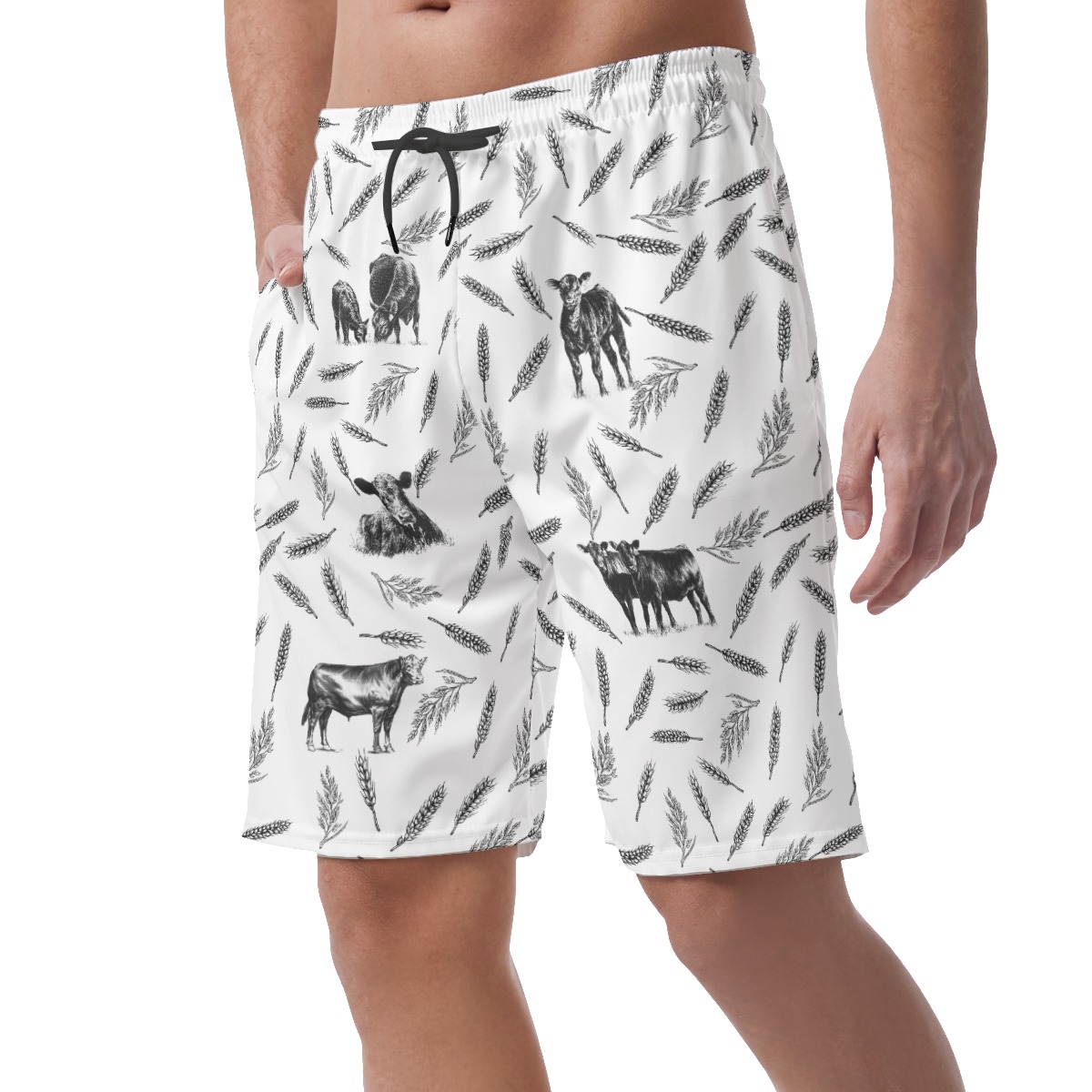 Men's Cute Cow Hawaiian Beach Shorts