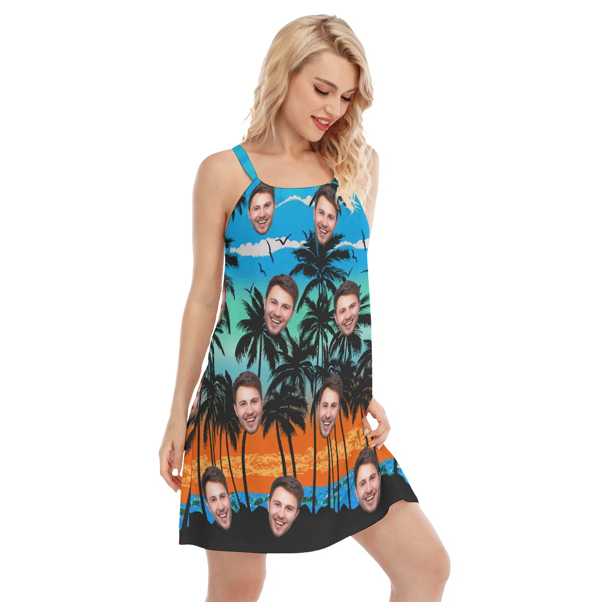Beach Scenery Women Dress With Custom Face