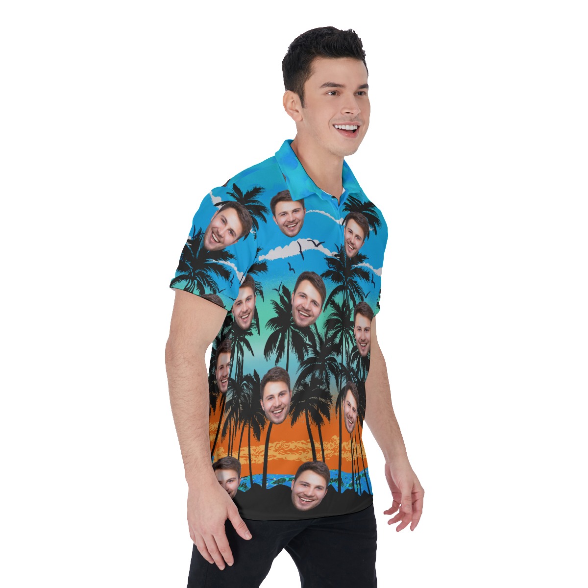 Unique Custom Face Beach Men's Polo Shirt