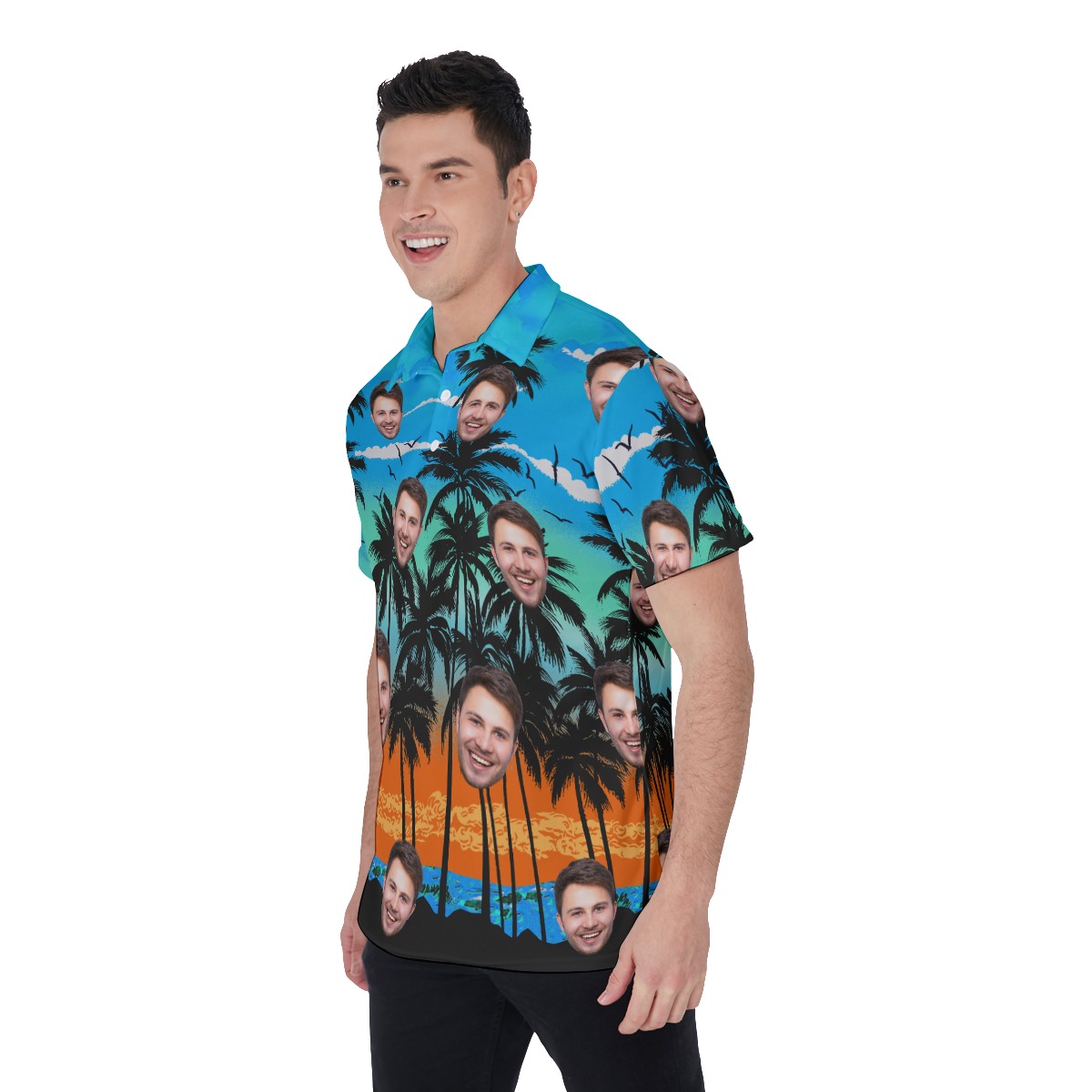 Unique Custom Face Beach Men's Polo Shirt