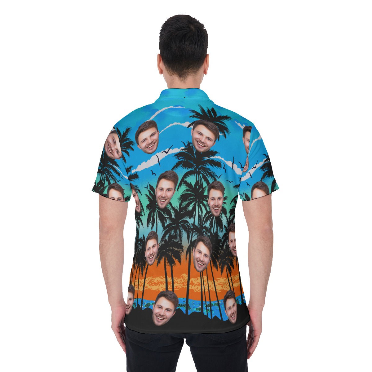 Unique Custom Face Beach Men's Polo Shirt
