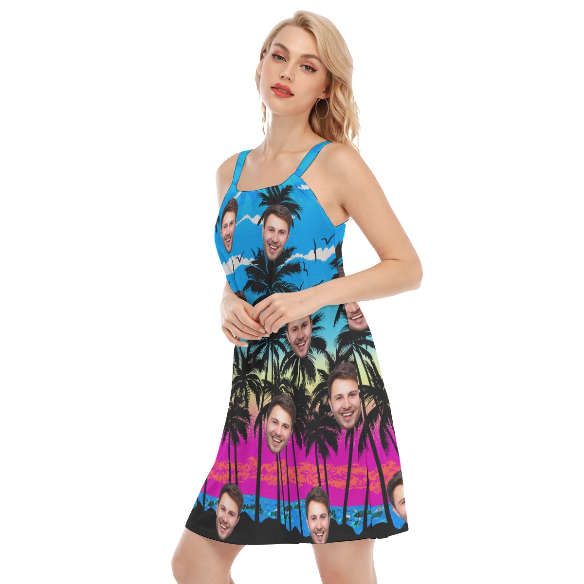 Blue Pacific Legend Custom Face Women's Dress