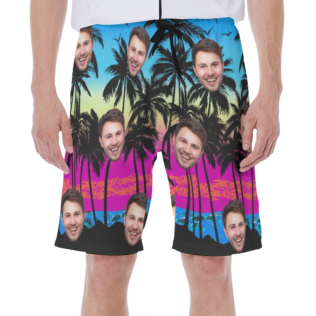 Blue Pacific Legend Men's Swim Trunks With Custom Face - variant image 1