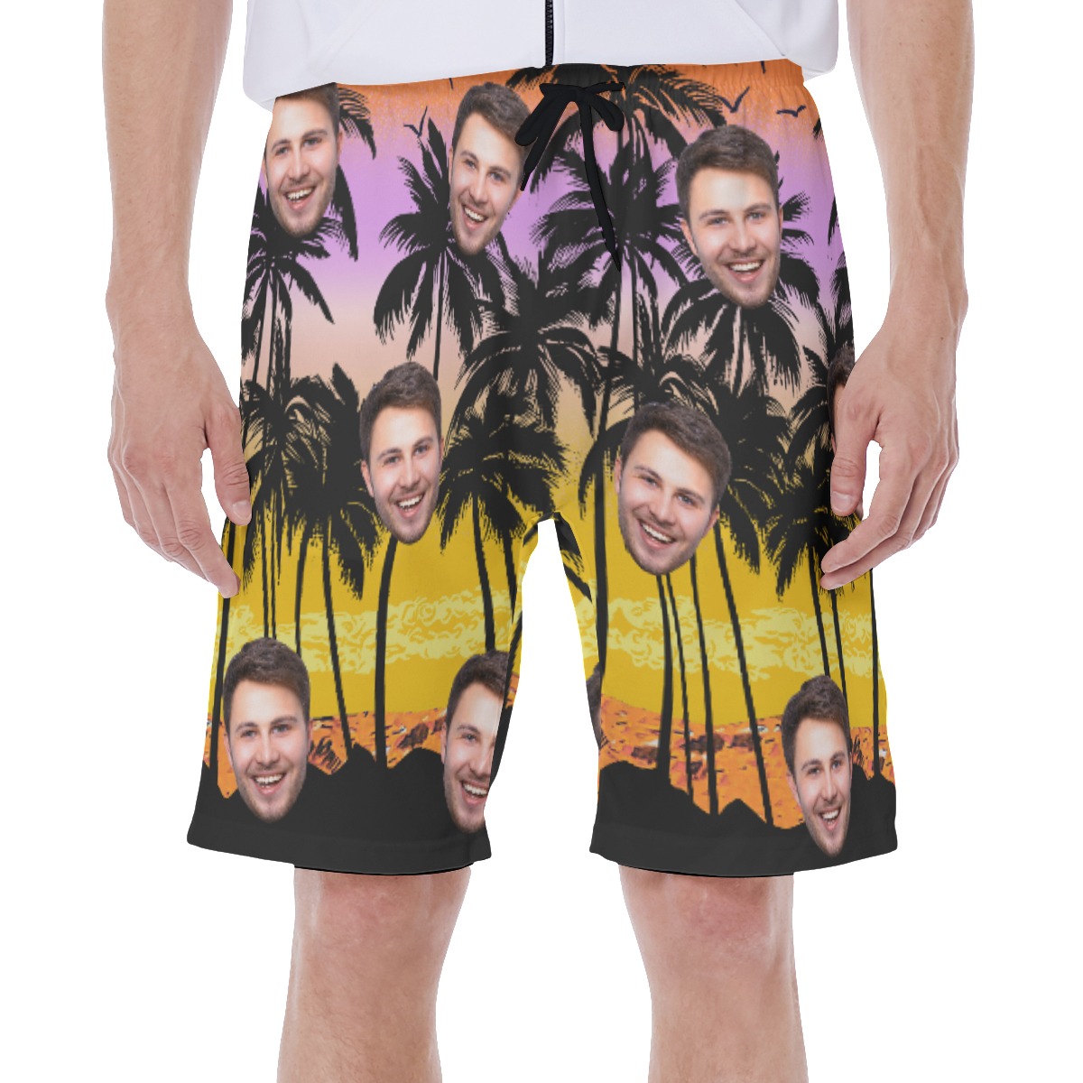 Beach Themed Custom Face Hawaiian Shorts For Men - variant image 1