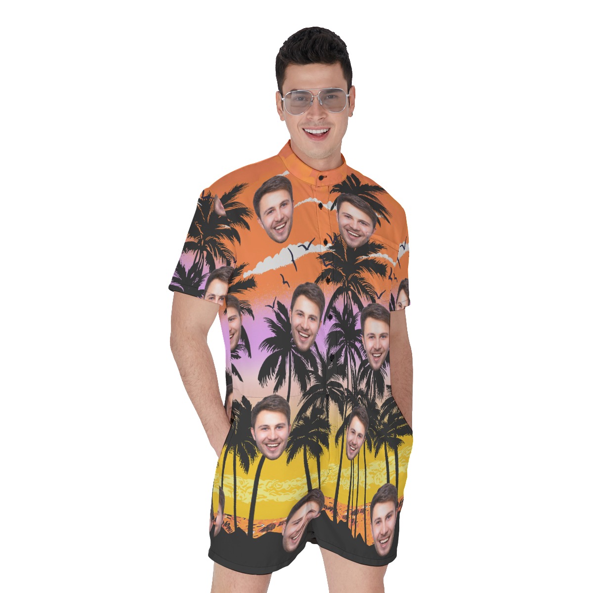 Beach Themed Custom Face Romper For Men - variant image 1