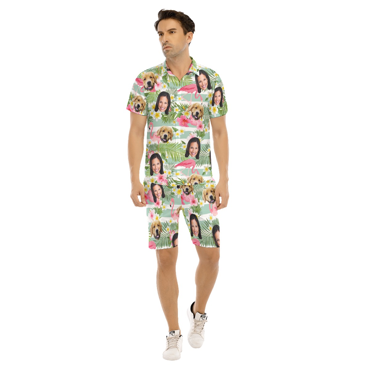 Flamingo Custom 2 Face Hawaiian Shirt Set For Men - variant image 1