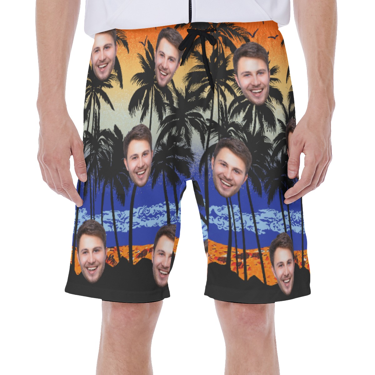 Sunset Palm Tree Custom Face Men's Shorts - variant image 1
