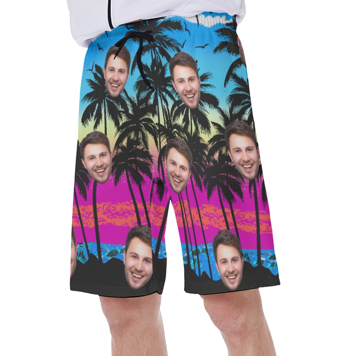 Blue Pacific Legend Men's Swim Trunks With Custom Face