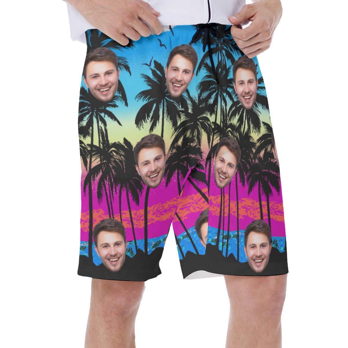 Blue Pacific Legend Men's Swim Trunks With Custom Face