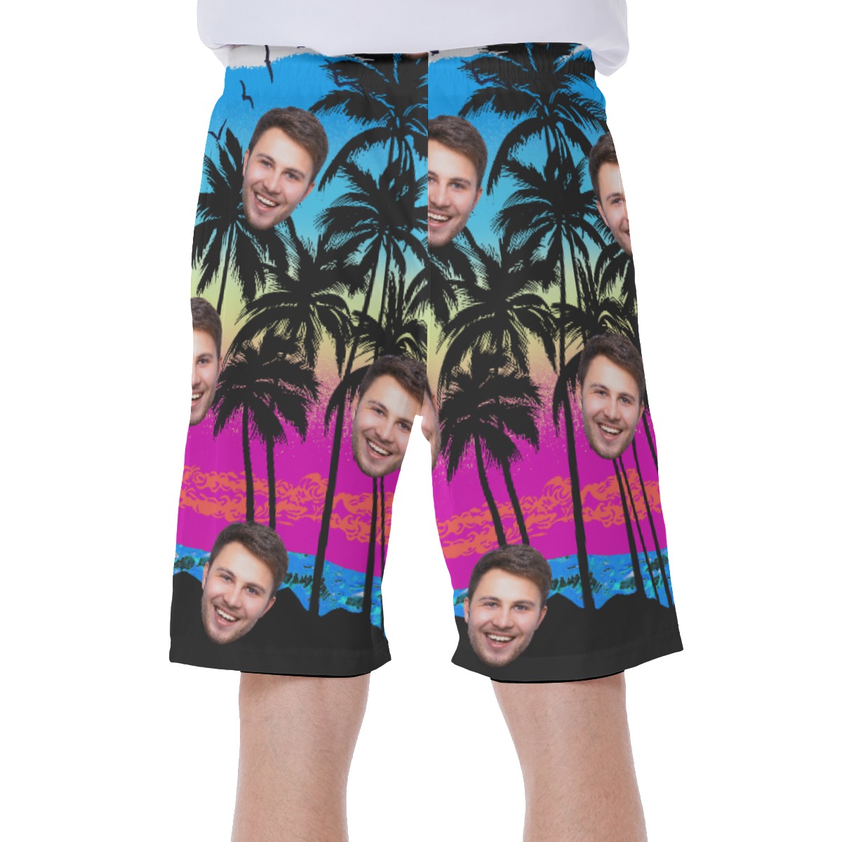 Blue Pacific Legend Men's Swim Trunks With Custom Face
