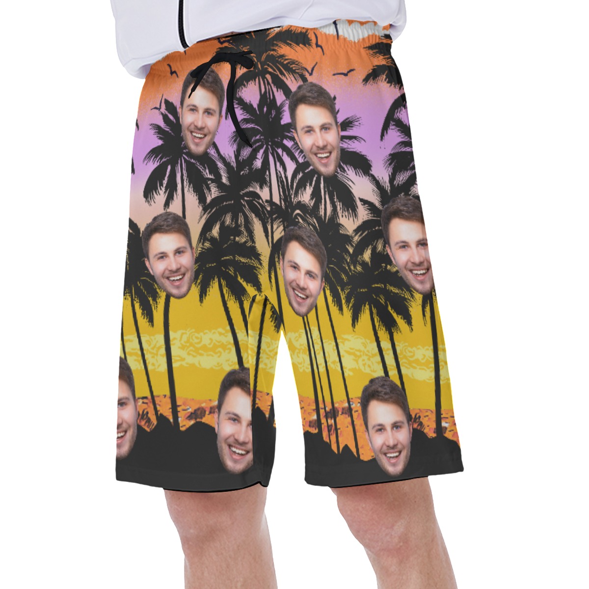 Beach Themed Custom Face Hawaiian Shorts For Men