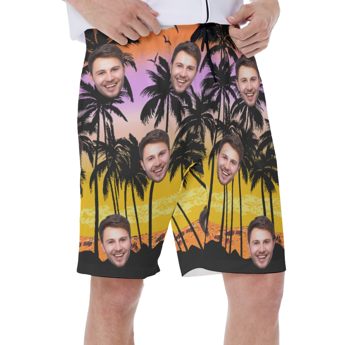 Beach Themed Custom Face Hawaiian Shorts For Men