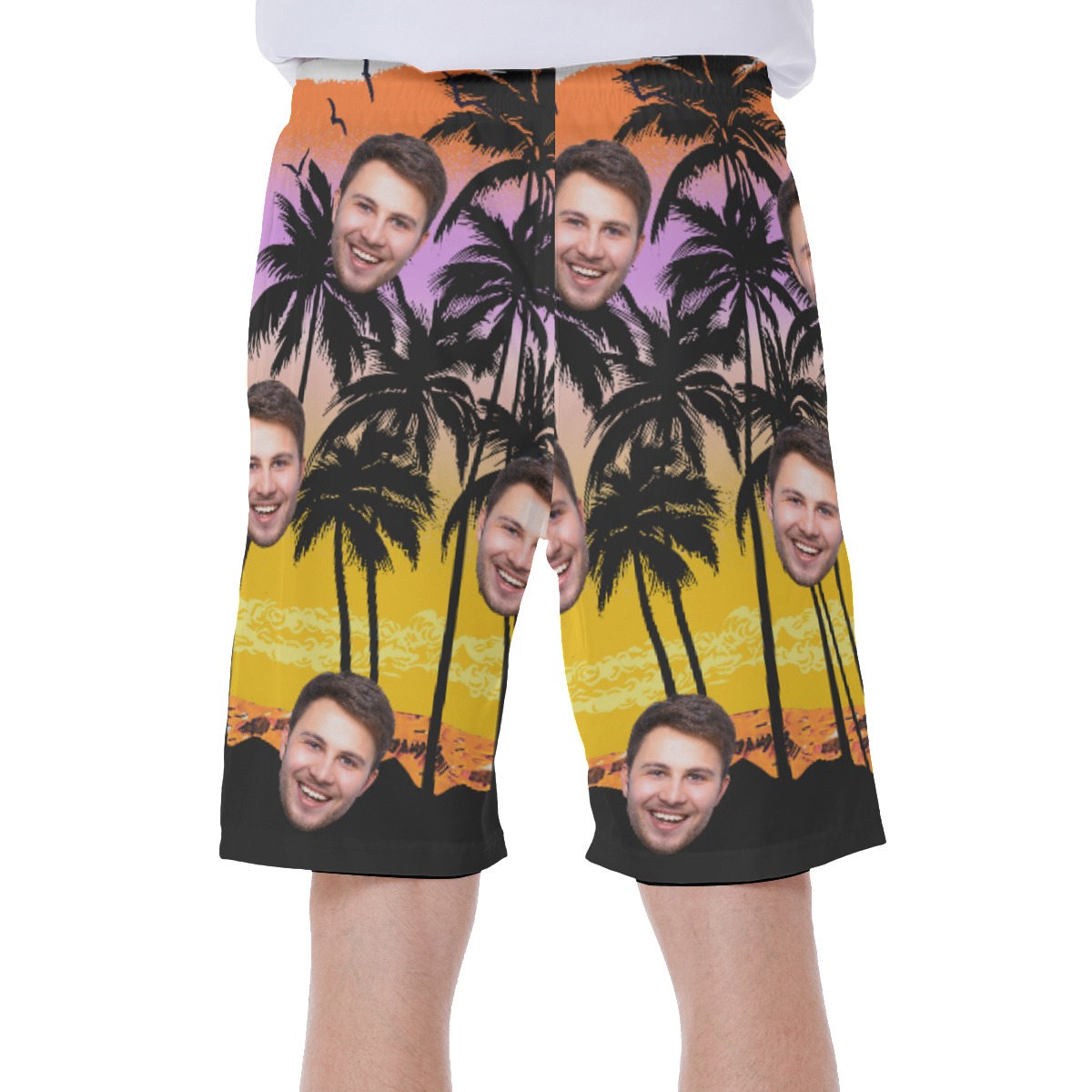 Beach Themed Custom Face Hawaiian Shorts For Men