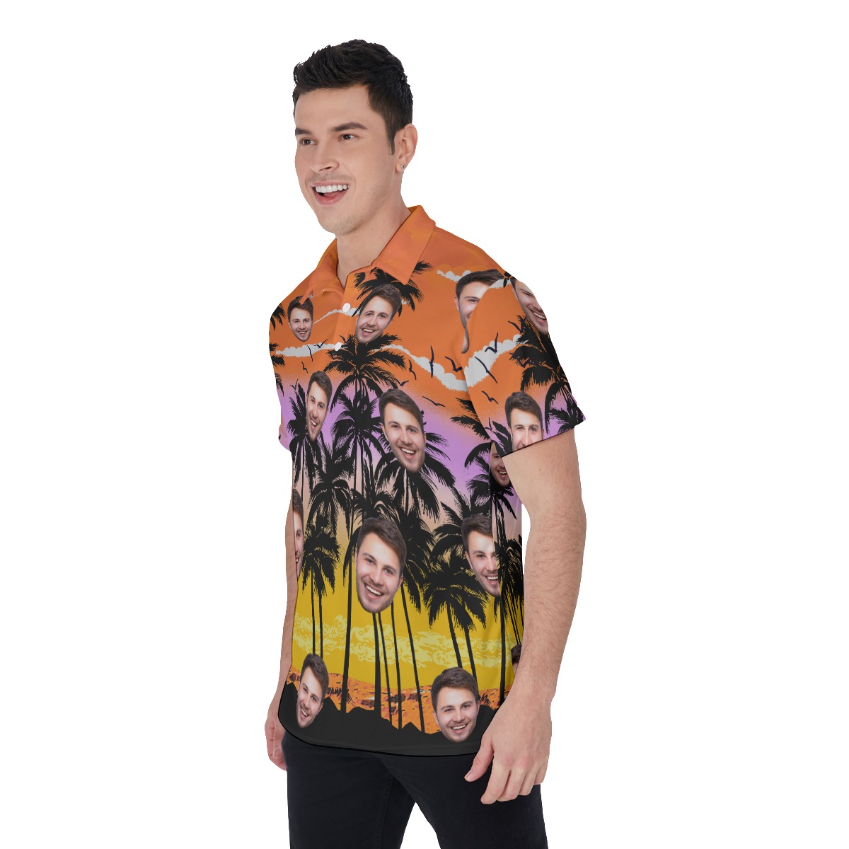 Beach Themed Custom Face Men's Polo Shirt
