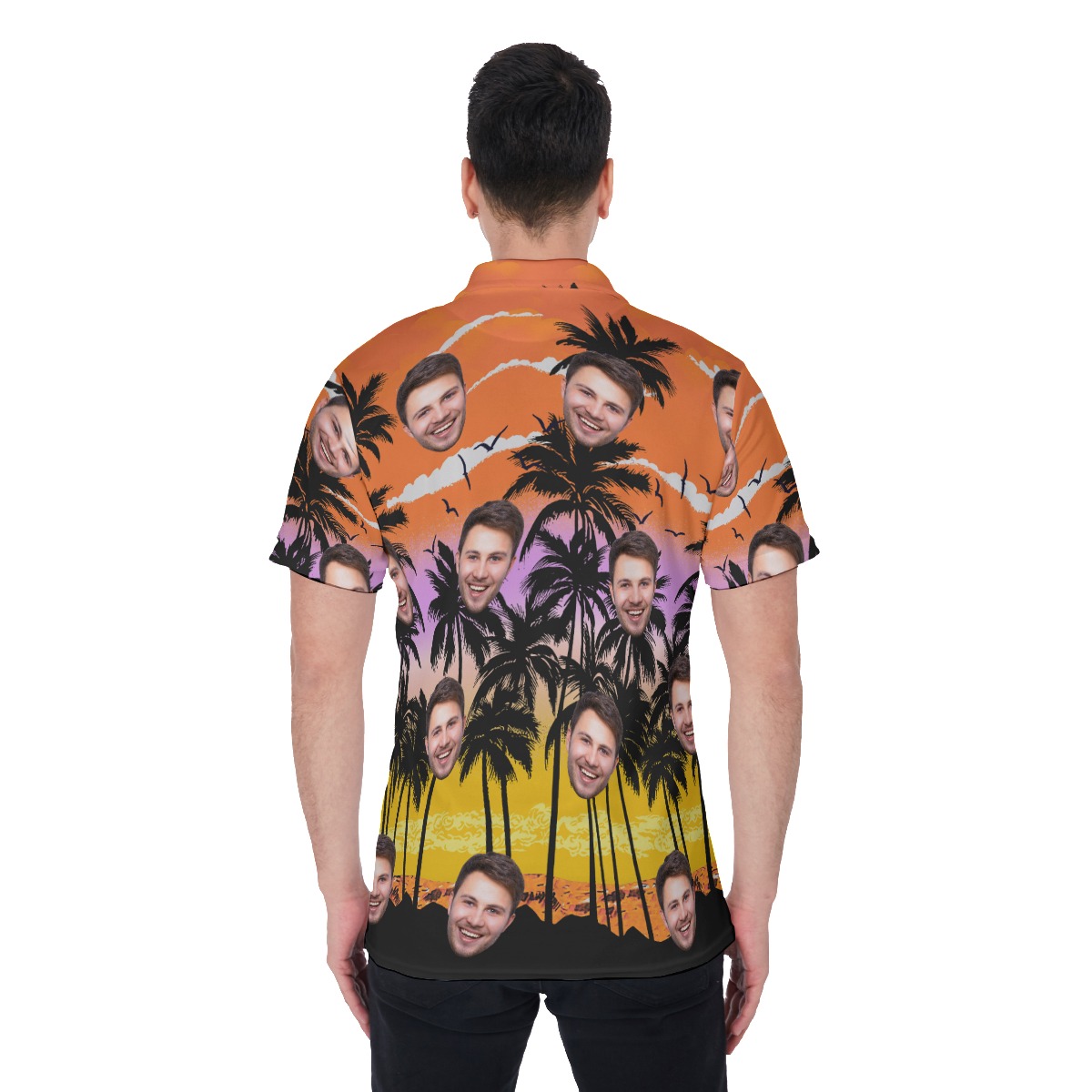 Beach Themed Custom Face Men's Polo Shirt
