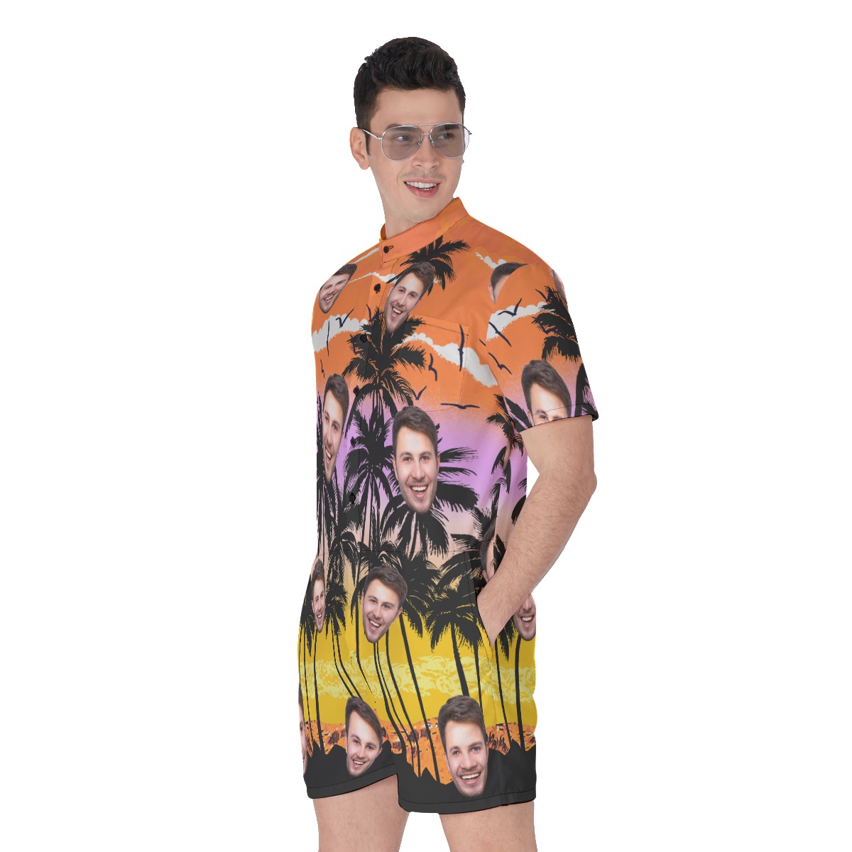 Beach Themed Custom Face Romper For Men