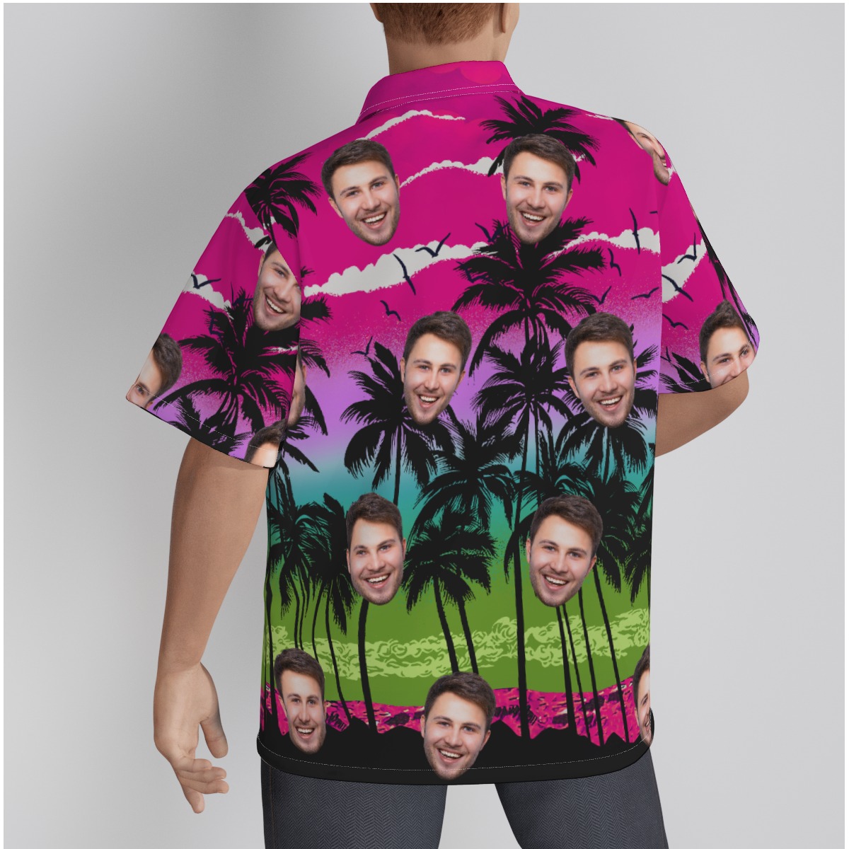 Pink Sunset Beach Hawaiian Shirt With Multi Face