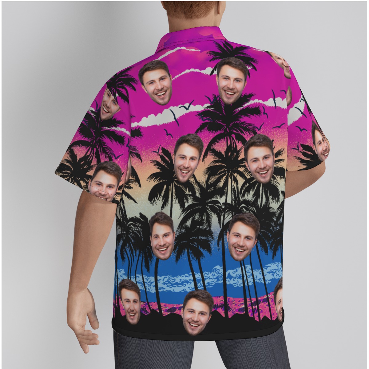 Custom Face Purple Hawaiian Beach Shirt
