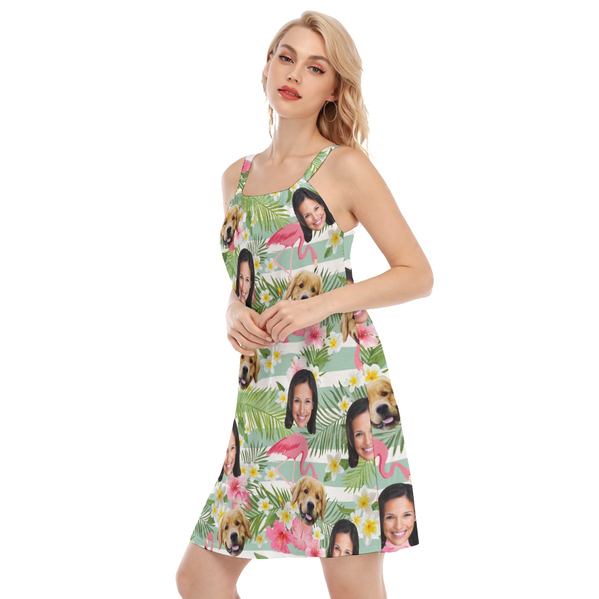 Flamingo Custom Face With Your Dog Hawaiian Dress