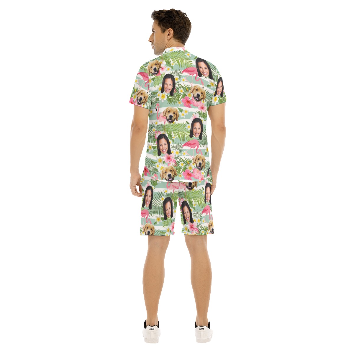Flamingo Custom 2 Face Hawaiian Shirt Set For Men