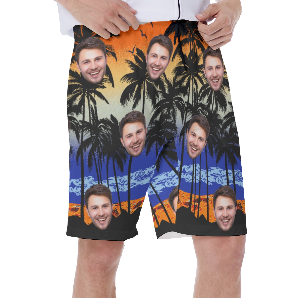 Sunset Palm Tree Custom Face Men's Shorts